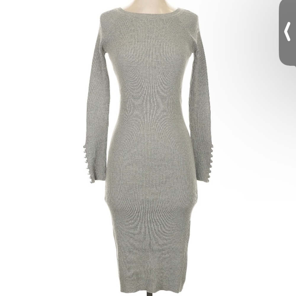 NWT St. Studio Elegant Gray Sweater Knit Dress